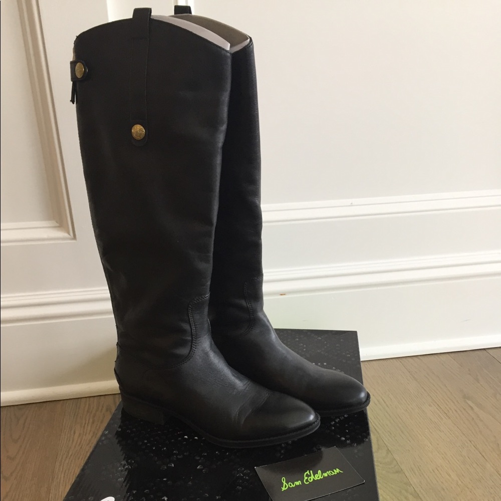 Sam Edelman Penny riding boot, black leather, 8.0M